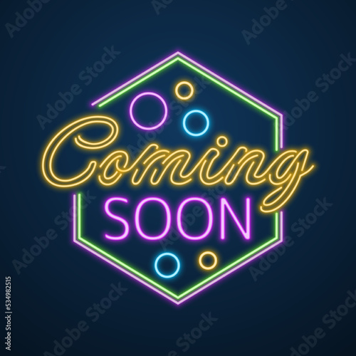 coming soon teaser neon effect vector