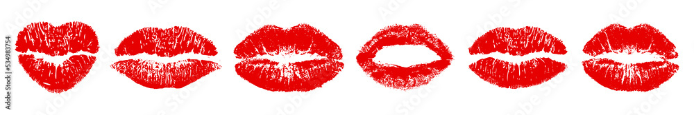 Set different imprint kiss lips – vector - obrazy, fototapety, plakaty 