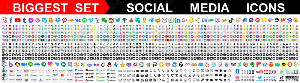 Biggest set of popular social media icons. Facebook, instagram, twitter