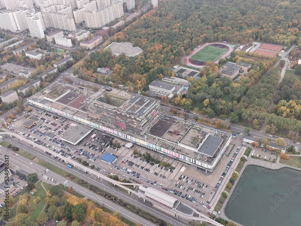 Panorama of the city of Moscow, from a bird's-eye view, clear day