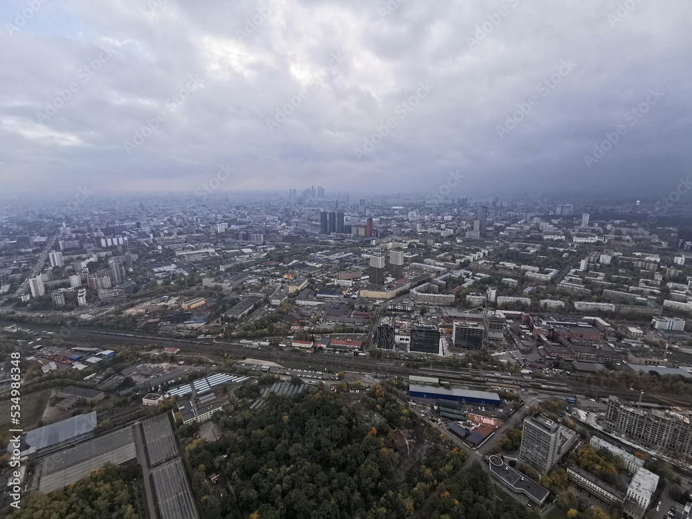 Panorama of the city of Moscow, from a bird's-eye view, clear day