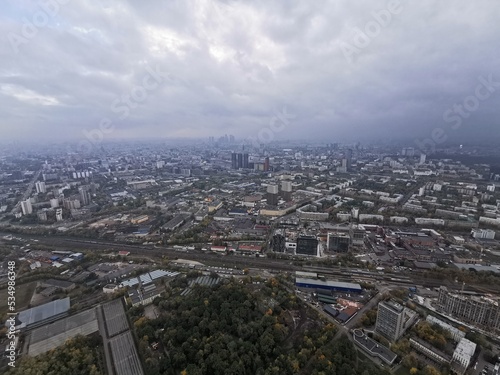 Panorama of the city of Moscow  from a bird s-eye view  clear day