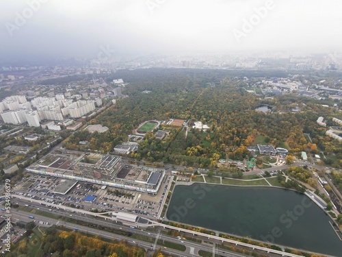 Panorama of the city of Moscow, from a bird's-eye view, clear day