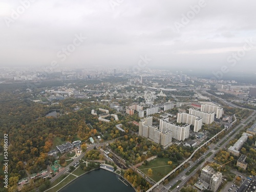 Panorama of the city of Moscow, from a bird's-eye view, clear day