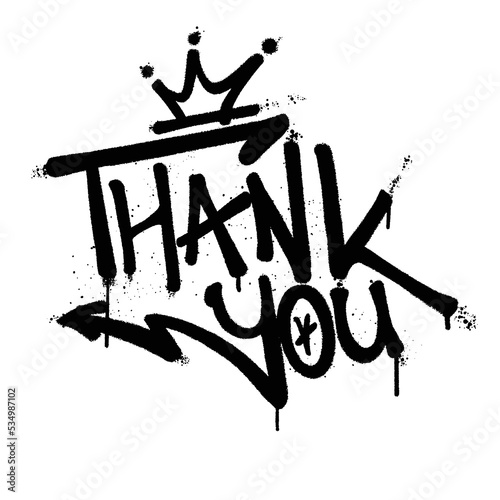 Graffiti spray paint Word Thank You Isolated Vector
