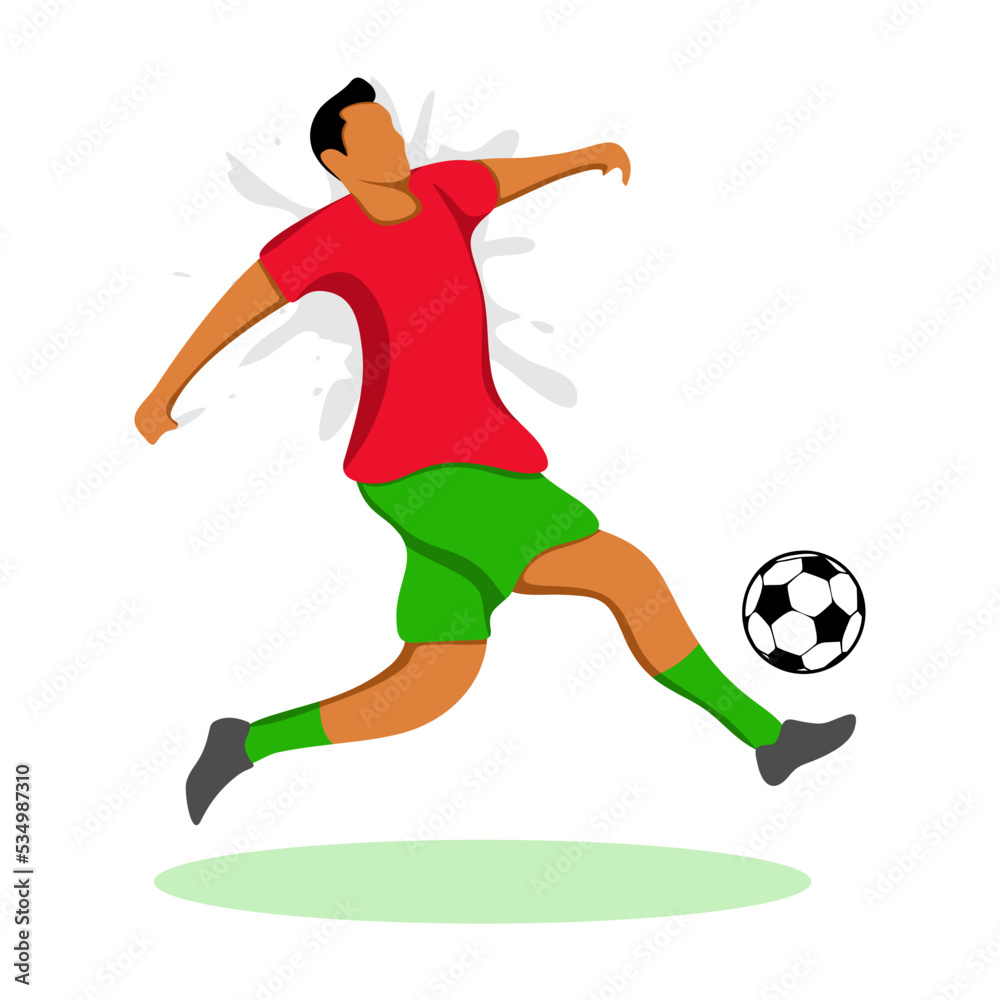 Football player in red shirt and green pants vector illustration design