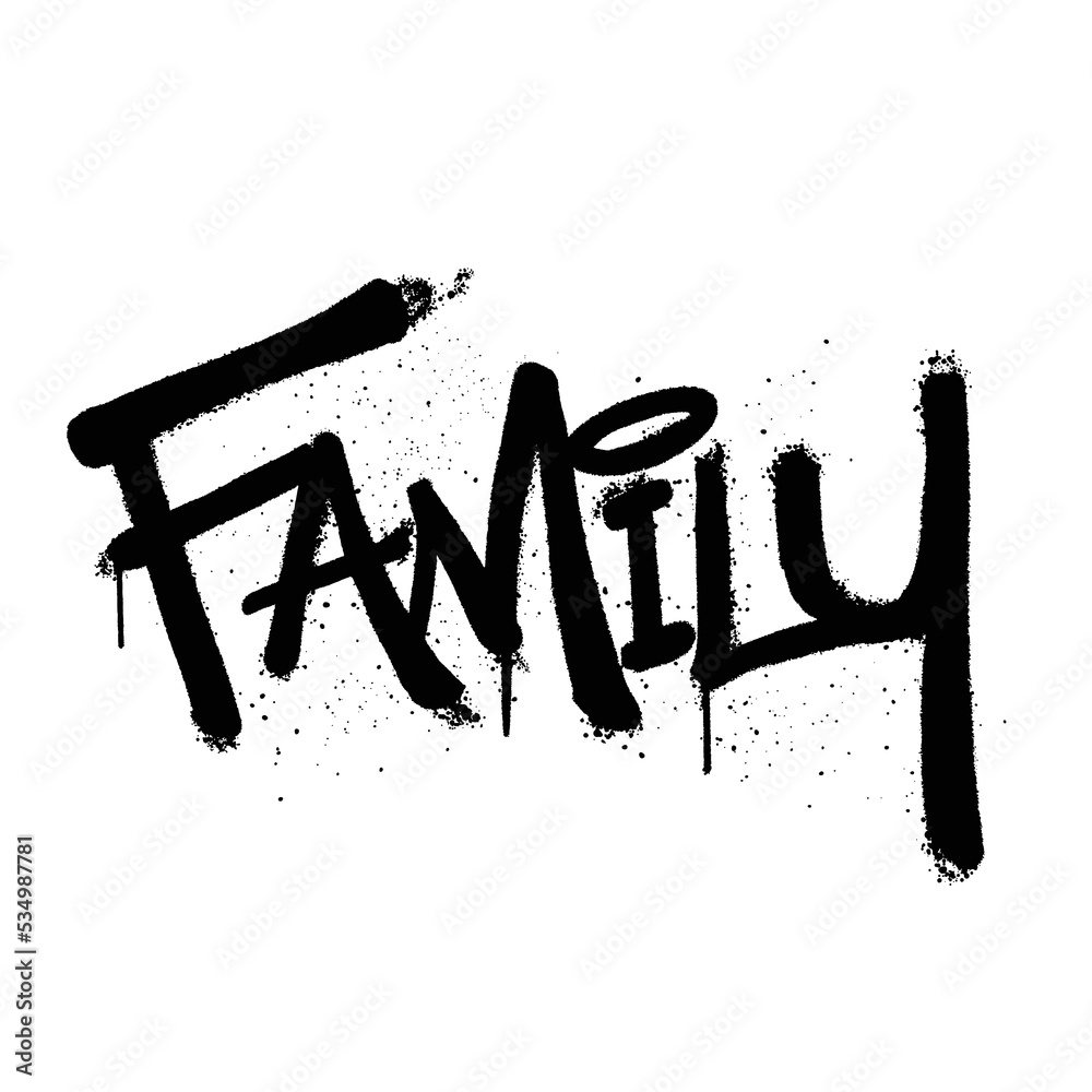 Graffiti spray paint Word Family Isolated Vector