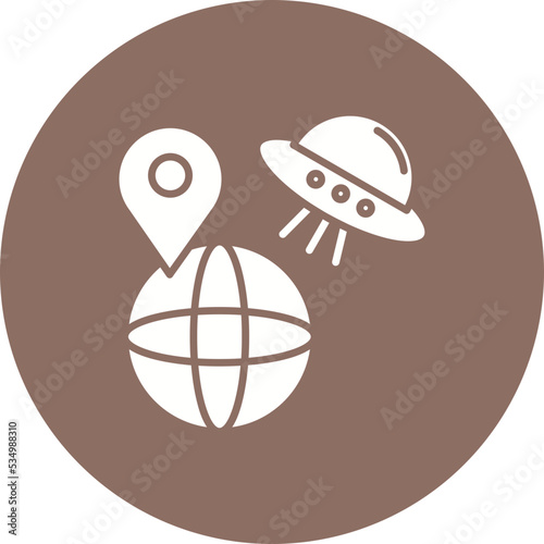 UFO Earth Glyph Circle Background Icon