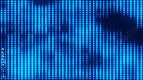 Abstract technology background with motion of bokeh blue circle light stripes and animation of equalizer bars music., Seamless animation 3d model and illustration.