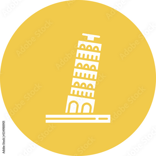 Pisa Tower Glyph Circle Background Icon