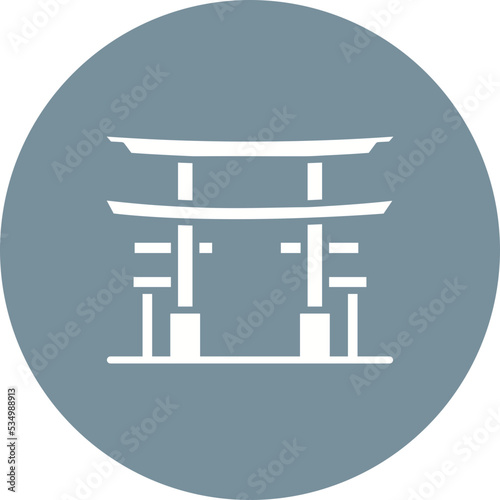 Torii Gate Glyph Circle Background Icon