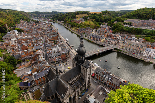 The top view of Pont Charles de Gaulle bridge over Meuse river in Dinant, Belgium photo