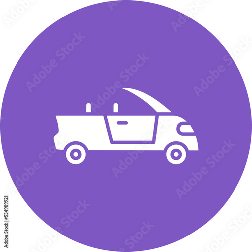 Convertible Car Glyph Circle Background Icon