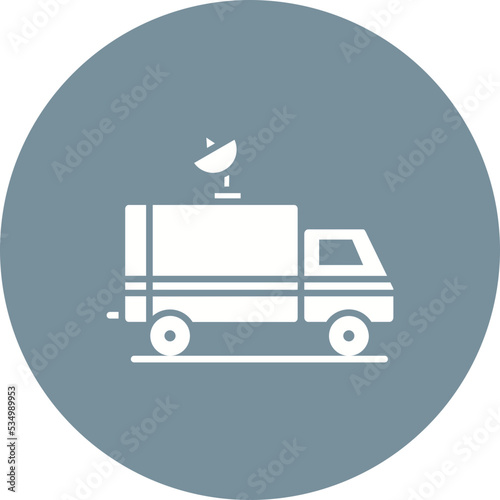 News Van Glyph Circle Background Icon