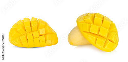 Yellow mango fruit isolated on white background