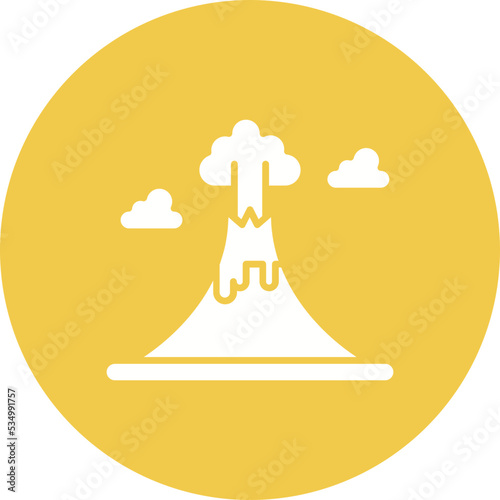 Volcano Landscape Glyph Circle Background Icon