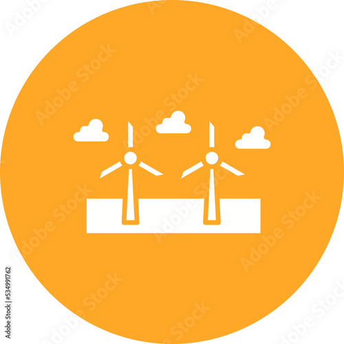 Windmill Landscape Glyph Circle Background Icon