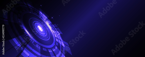 Blue circle and line technology abstract technology innovation concept vector background and glowing light
