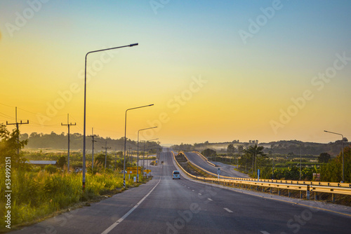 Billede på lærred Sunset drive in the north of Thailand