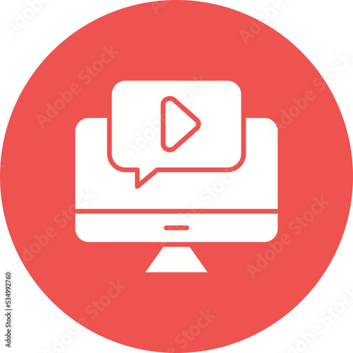 Video Tutorial Glyph Circle Background Icon