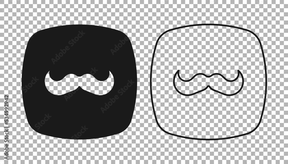 Black Mustache icon isolated on transparent background. Barbershop symbol. Facial hair style. Vector Black Mustache icon isolated on transparent background. Barbershop symbol. Facial hair style. Vector