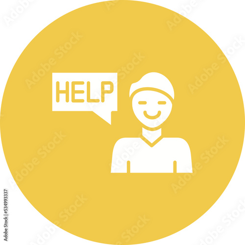 Ask For Help Glyph Circle Background Icon