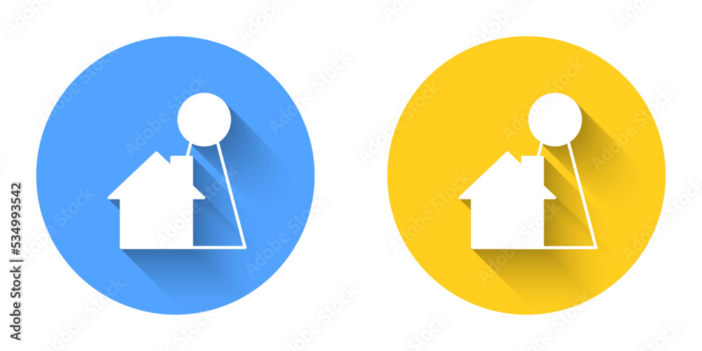 White Chip for board game icon isolated with long shadow background. Circle button. Vector White Chip for board game icon isolated with long shadow background. Circle button. Vector