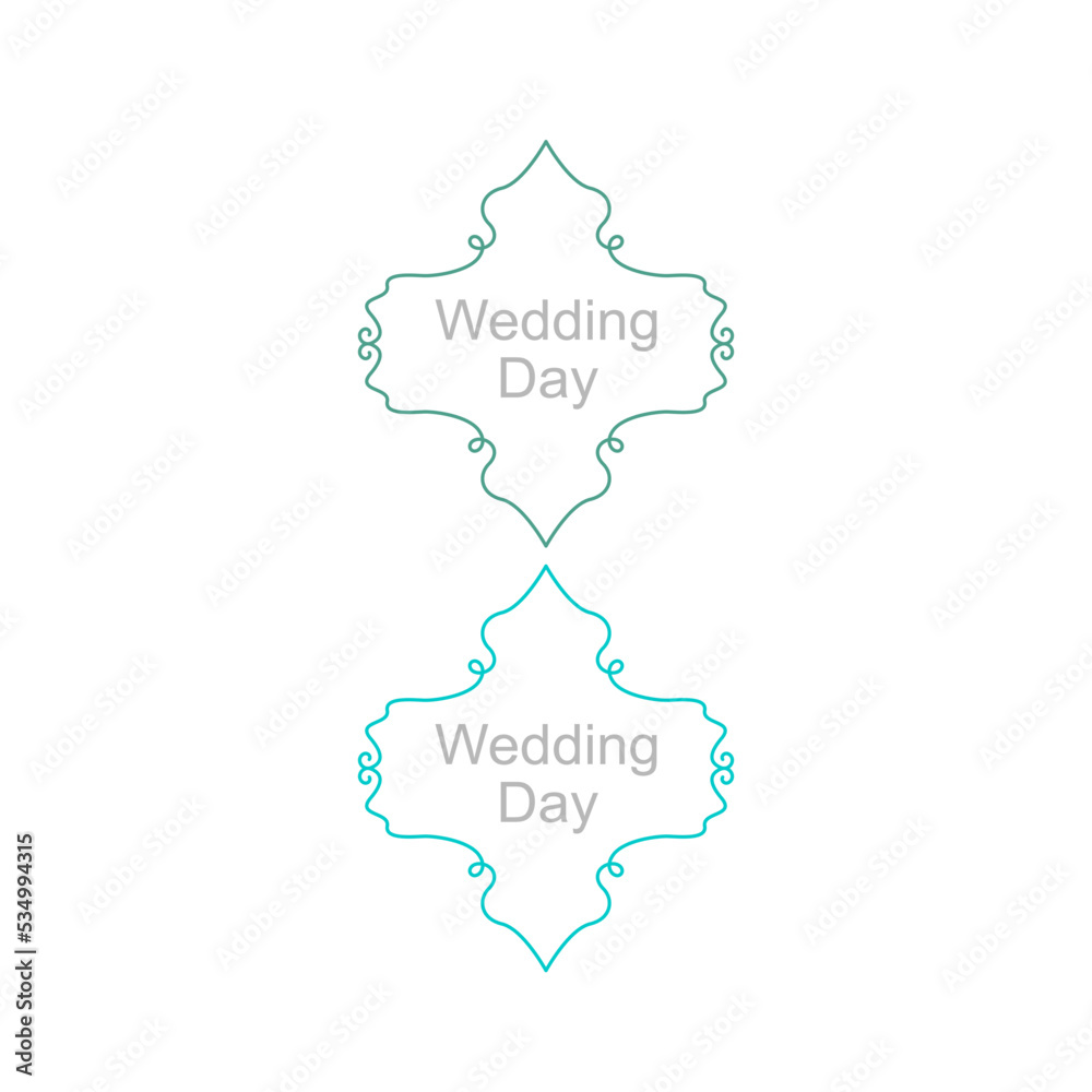 Wedding Day Ornamental Labels Set isolated On White