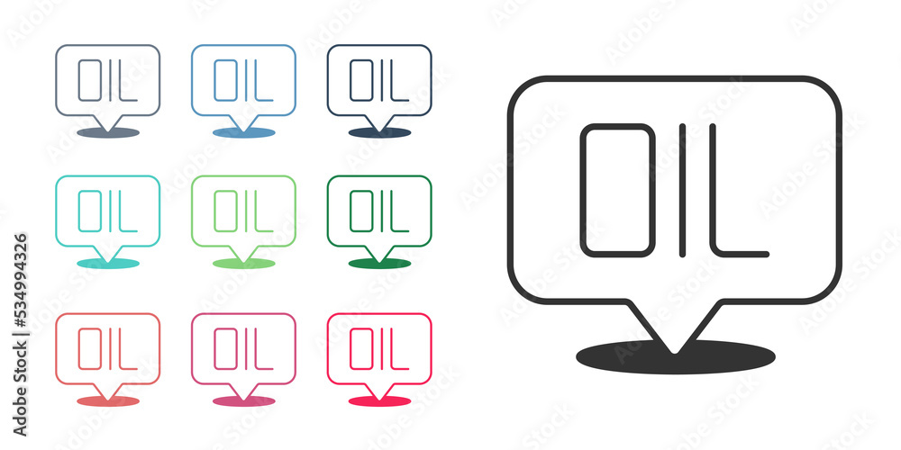 Black Word oil icon isolated on white background. Set icons colorful. Vector Black Word oil icon isolated on white background. Set icons colorful. Vector