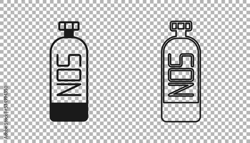 Black Nitrous oxide icon isolated on transparent background. Vector