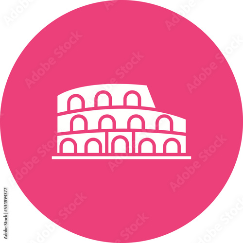 Colosseum Glyph Circle Background Icon