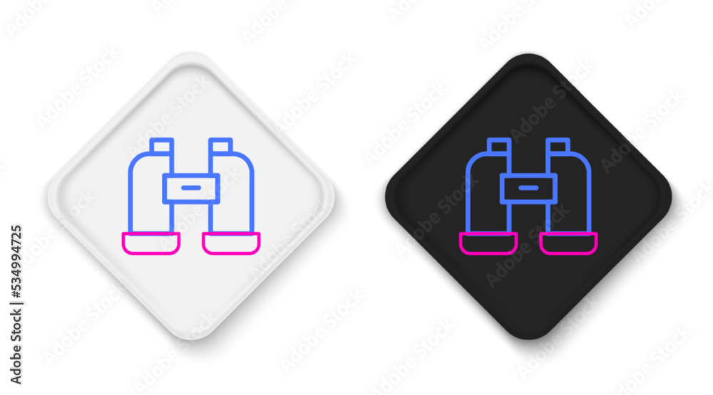 Fototapeta premium Line Binoculars icon isolated on white background. Find software sign. Spy equipment symbol. Colorful outline concept. Vector