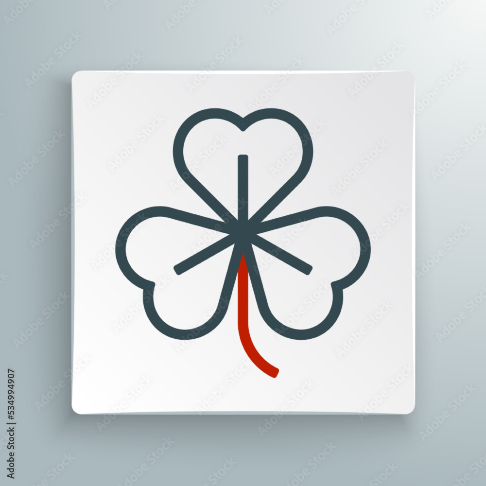 Line Clover icon isolated on white background. Happy Saint Patrick day. Colorful outline concept. Vector Line Clover icon isolated on white background. Happy Saint Patrick day. Colorful outline concept. Vector