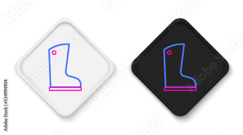 Line Waterproof rubber boot icon isolated on white background. Gumboots for rainy weather, fishing, gardening. Colorful outline concept. Vector