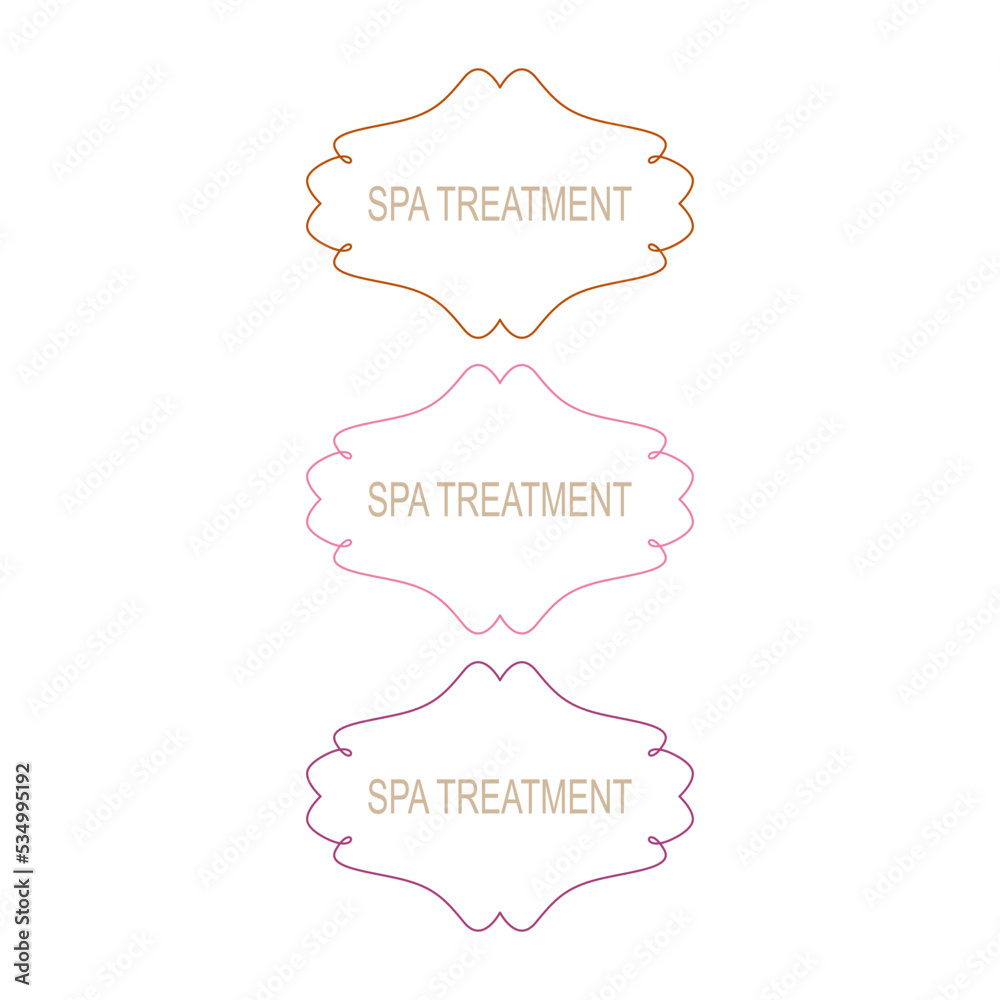 Spa Treatment Ornamental Labels Set Isolated on White