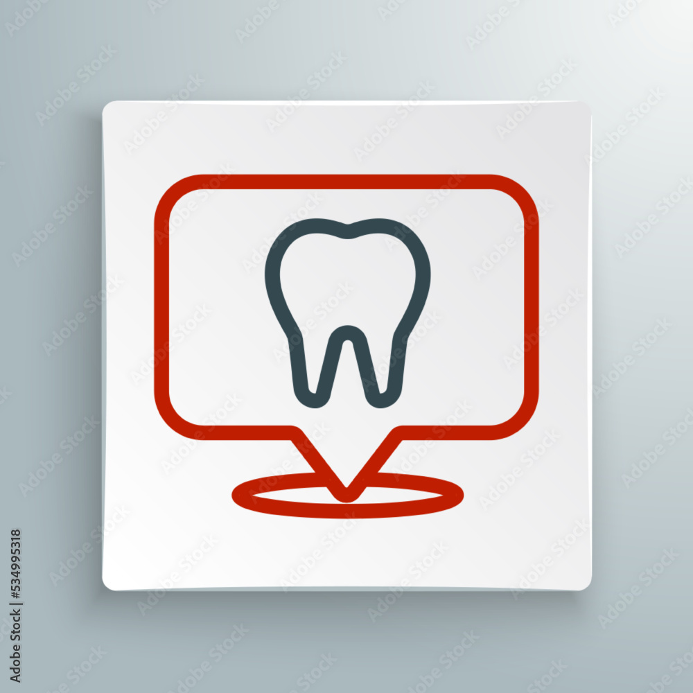 Line Dental clinic location icon isolated on white background. Colorful outline concept. Vector