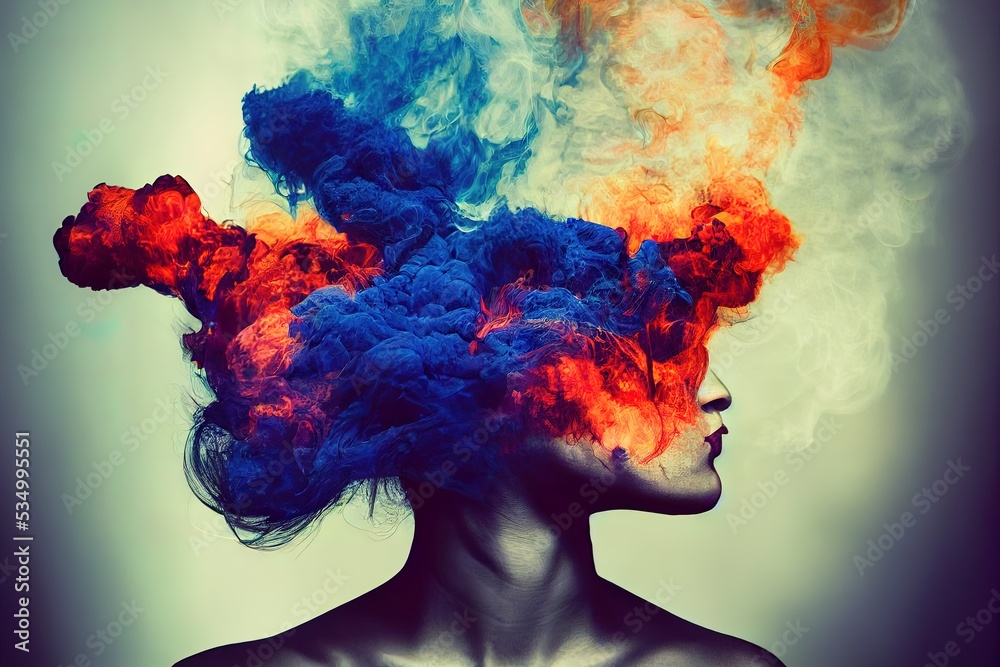Fototapeta premium Ai generated image of a woman with colors