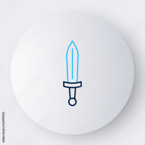 Line Medieval sword icon isolated on white background. Medieval weapon. Colorful outline concept. Vector