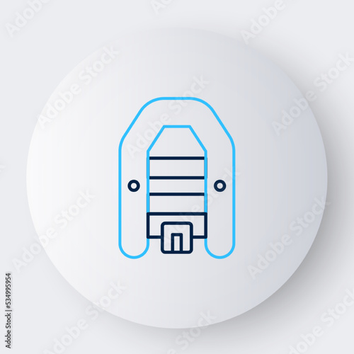 Line Inflatable boat with outboard motor icon isolated on white background. Colorful outline concept. Vector