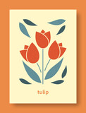 Abstract still life of tulip flower in pastel colors. Modern art collection. Tulip flower vector illustration.