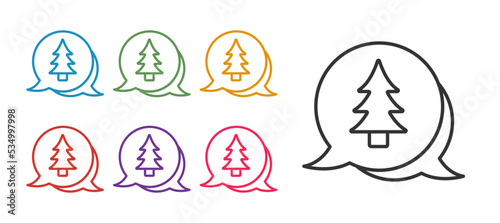 Set line Tree icon isolated on white background. Forest symbol. Set icons colorful. Vector