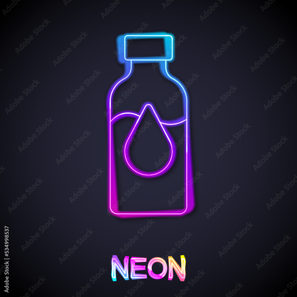 Glowing neon line Oil petrol test tube icon isolated on black background. Cmemistry flask and falling drop. Vector Glowing neon line Oil petrol test tube icon isolated on black background. Cmemistry flask and falling drop. Vector