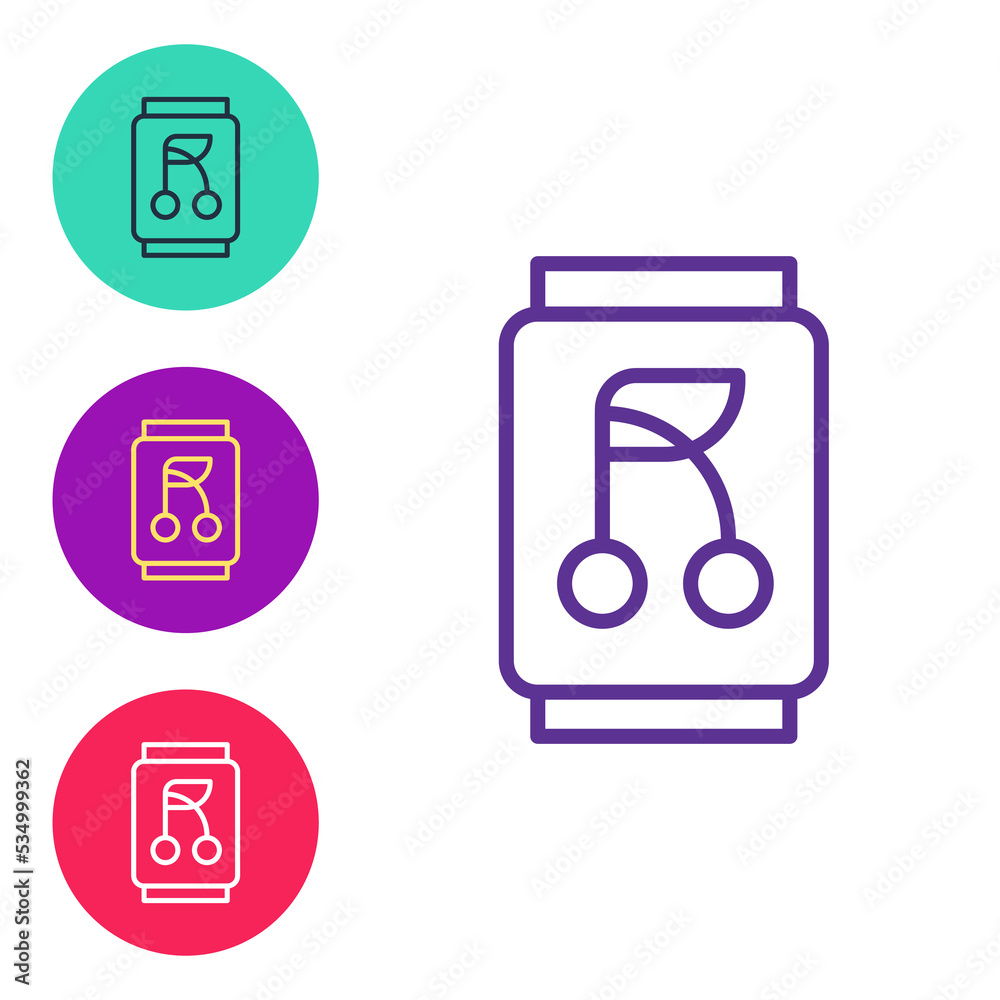 Set line Soda can icon isolated on white background. Set icons colorful. Vector Set line Soda can icon isolated on white background. Set icons colorful. Vector