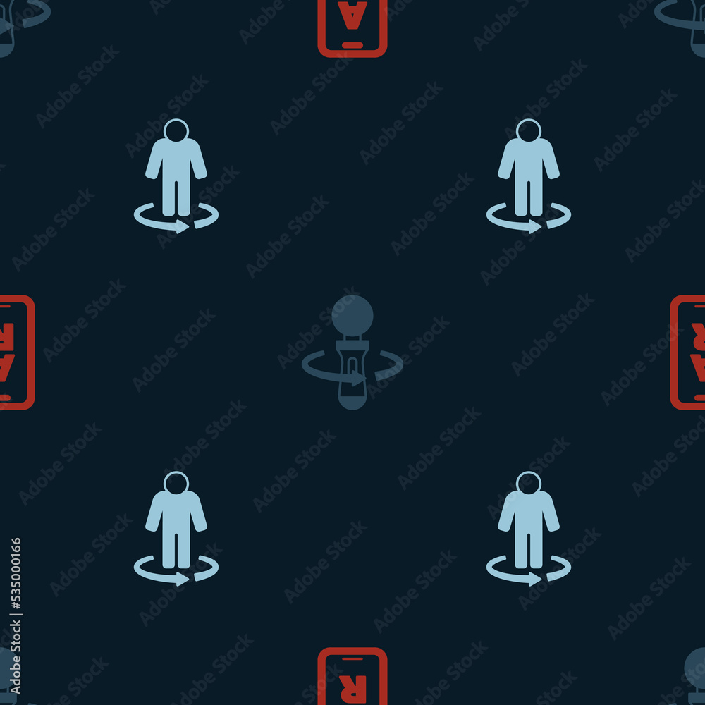 Set Augmented reality AR, VR controller game and 3d modeling on seamless pattern. Vector Set Augmented reality AR, VR controller game and 3d modeling on seamless pattern. Vector