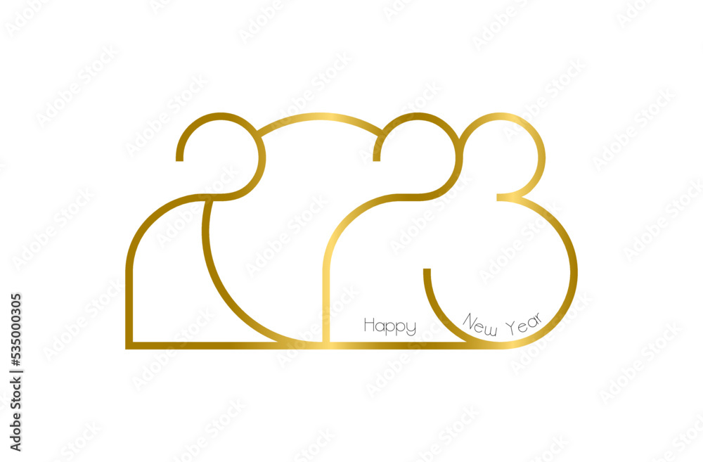 Slim style gold color 2023 numeral. 2023 Happy new year congratulation message. Vector illustration. Slim style gold color 2023 numeral. 2023 Happy new year congratulation message. Vector illustration.