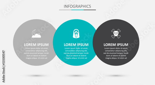 Set Funny and scary ghost mask, Moon stars and Skull crossbones. Business infographic template. Vector