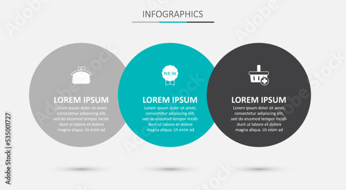 Set Price tag with New, Wallet and Add to Shopping basket. Business infographic template. Vector