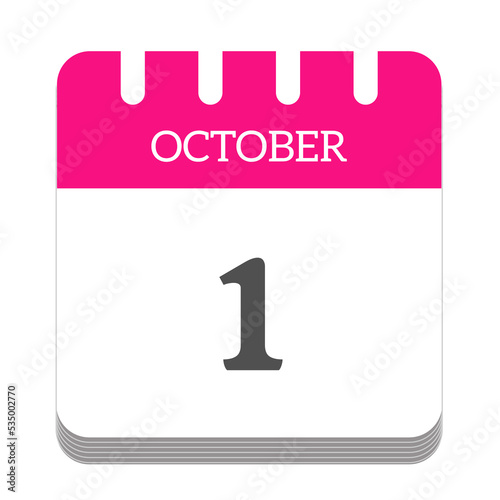 October 1 calendar flat icon