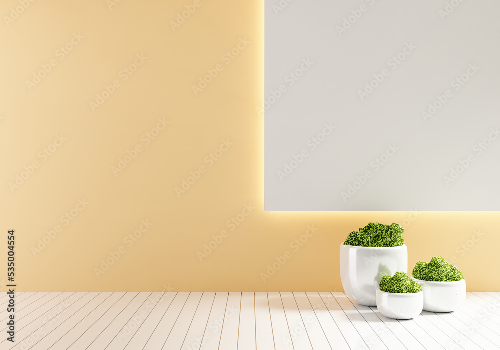 Blank Interior Room Design Background With Empty Wall 3D Rendering