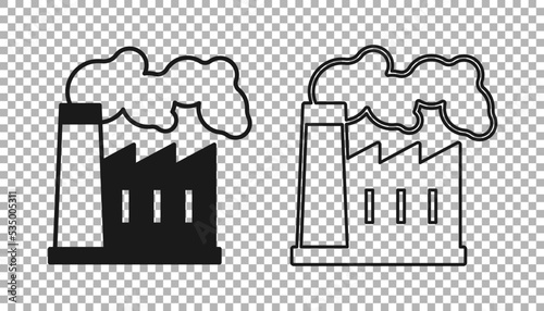 Black Oil and gas industrial factory building icon isolated on transparent background. Vector